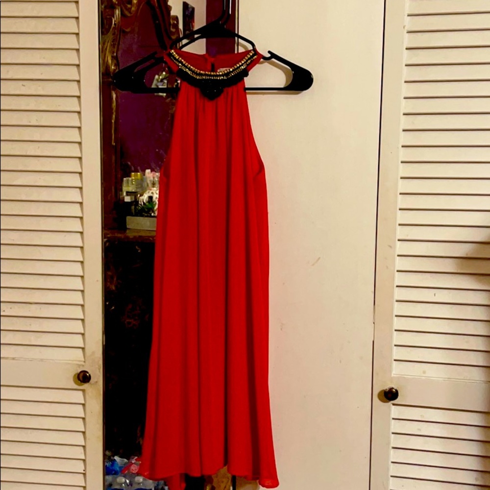 Red dress with nick necklace line , size S